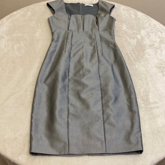 calvin klein grey sheath dress Charcoal Sleeveless Midi Dress